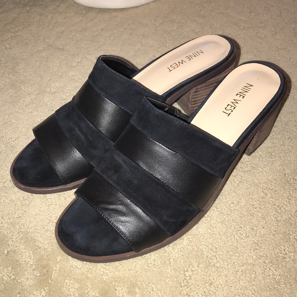 Nine West leather slip on mules